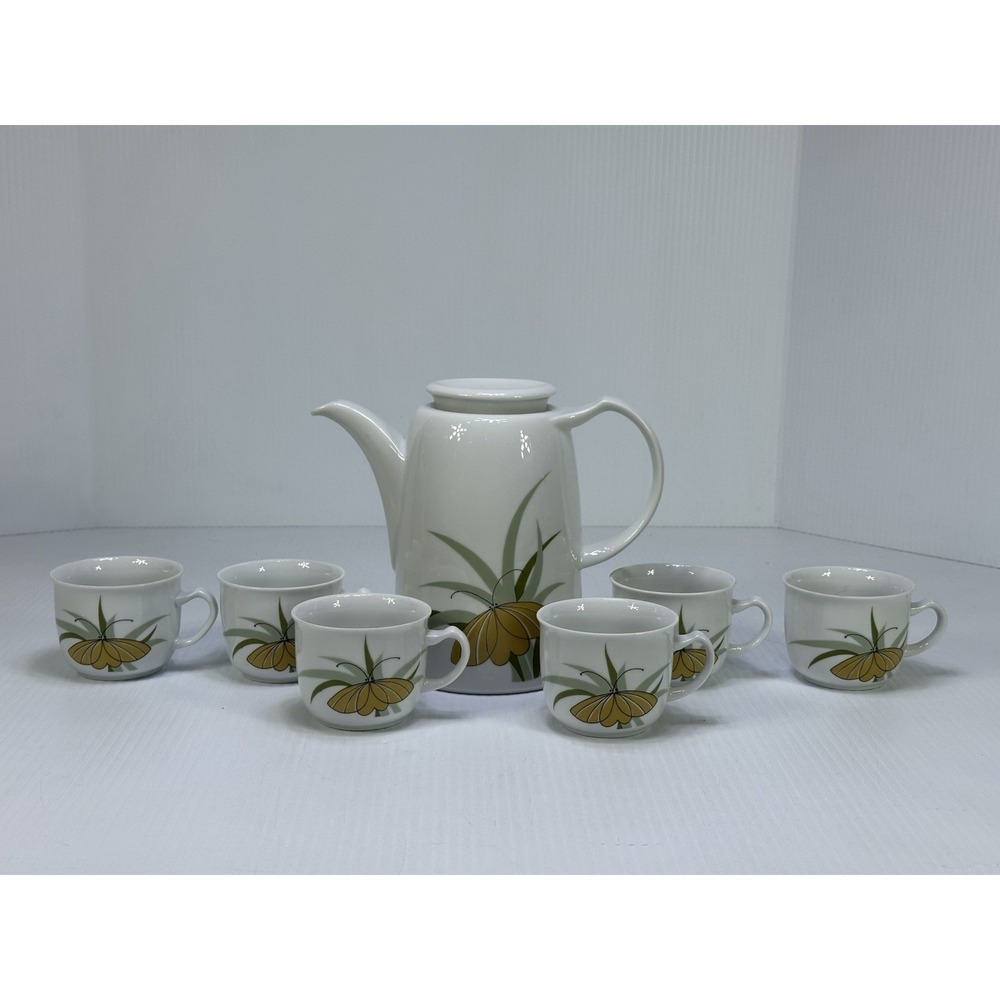 Vintage 70s MCM KAHLA TONIKA Porcelain Butterfly Botanical Made In Germany GDR